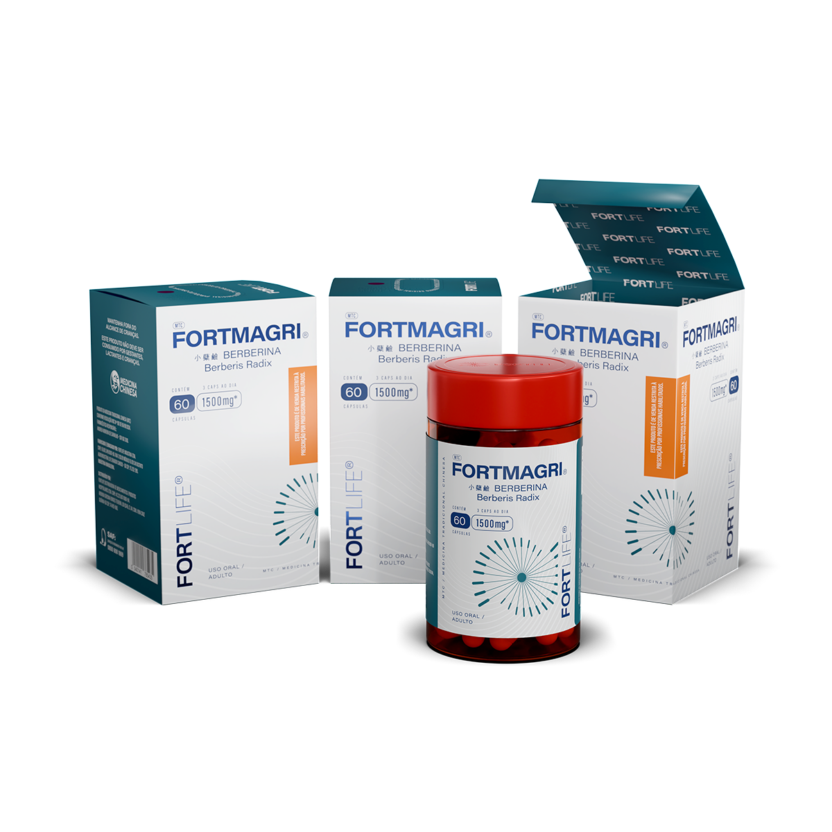 Kit 3 FortMagri Berberina 1500mg 60 Cápsulas