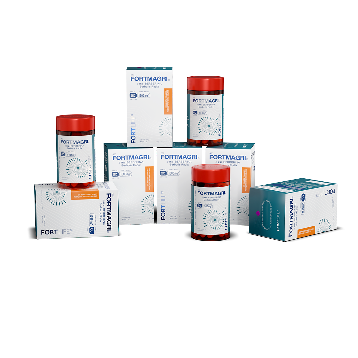 Kit 6 FortMagri Berberina 1500mg 60 Cápsulas
