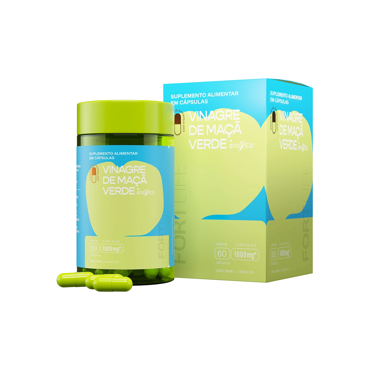 Vinagre de Maçã Verde + Enovita 1000mg 60 Cápsulas