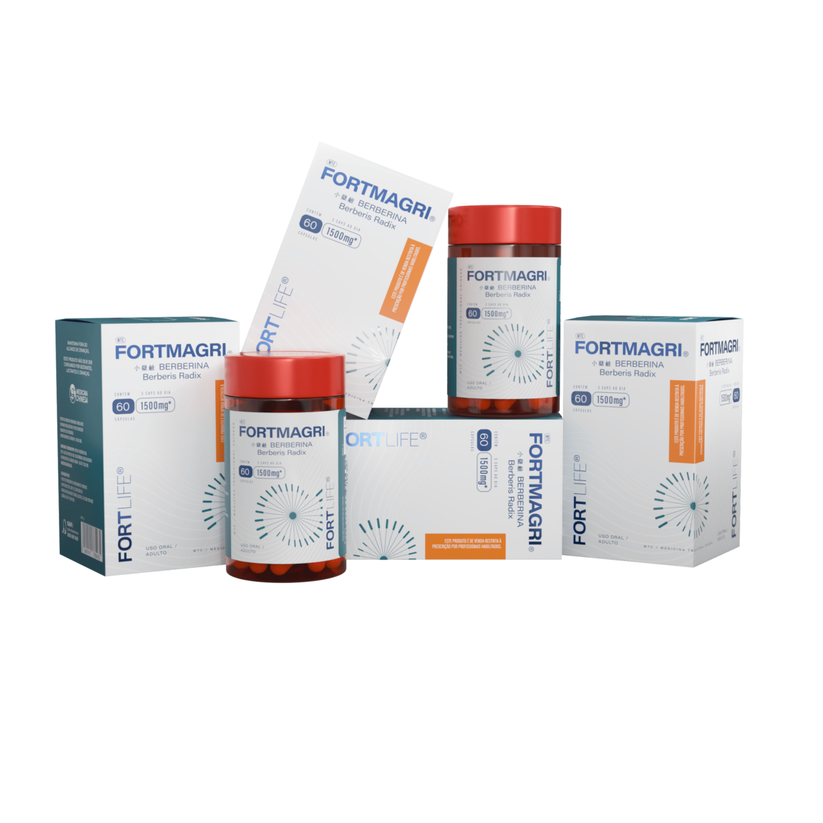 Kit 4 FortMagri Berberina 1500mg 60 Cápsulas