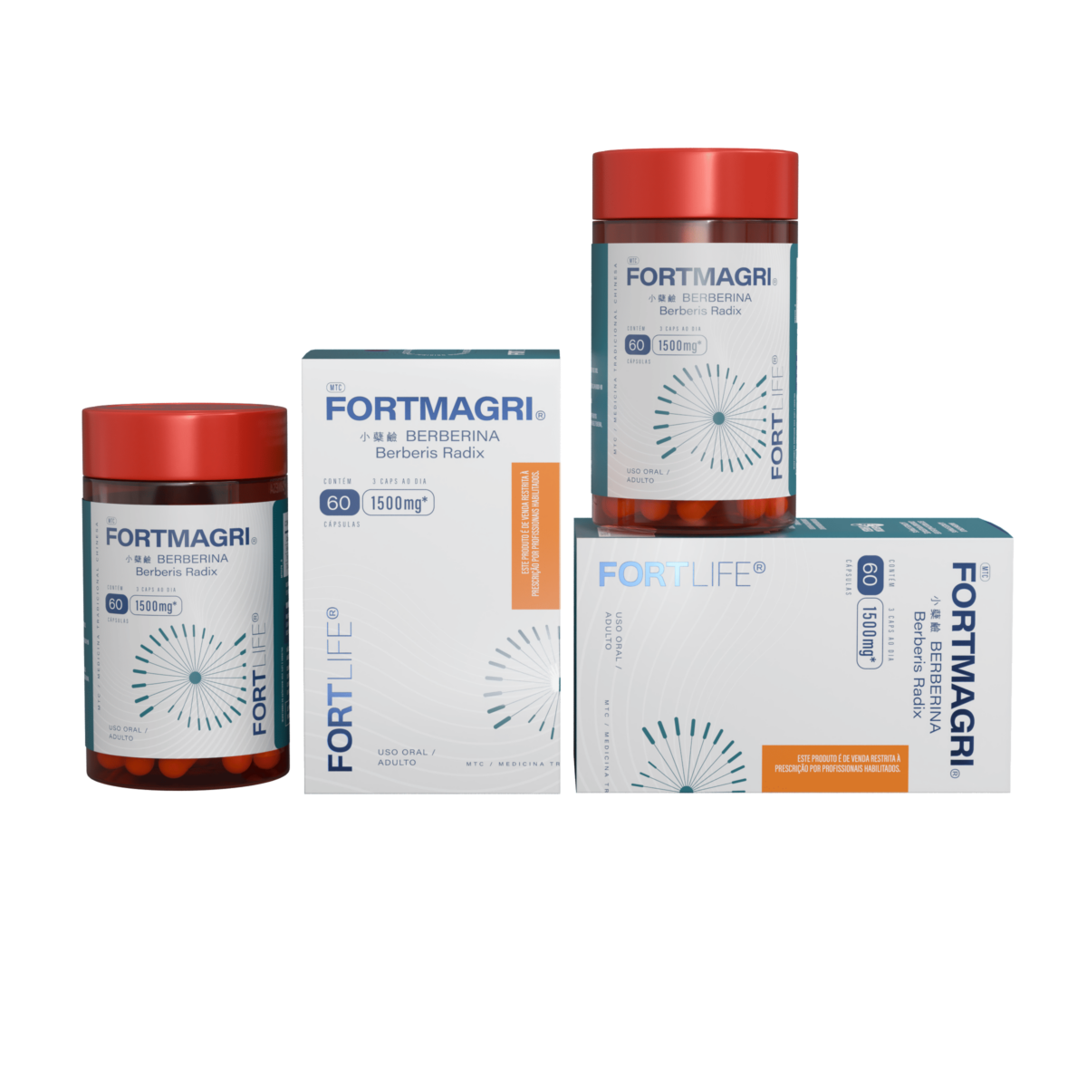 Kit 2 FortMagri Berberina 1500mg 60 Cápsulas