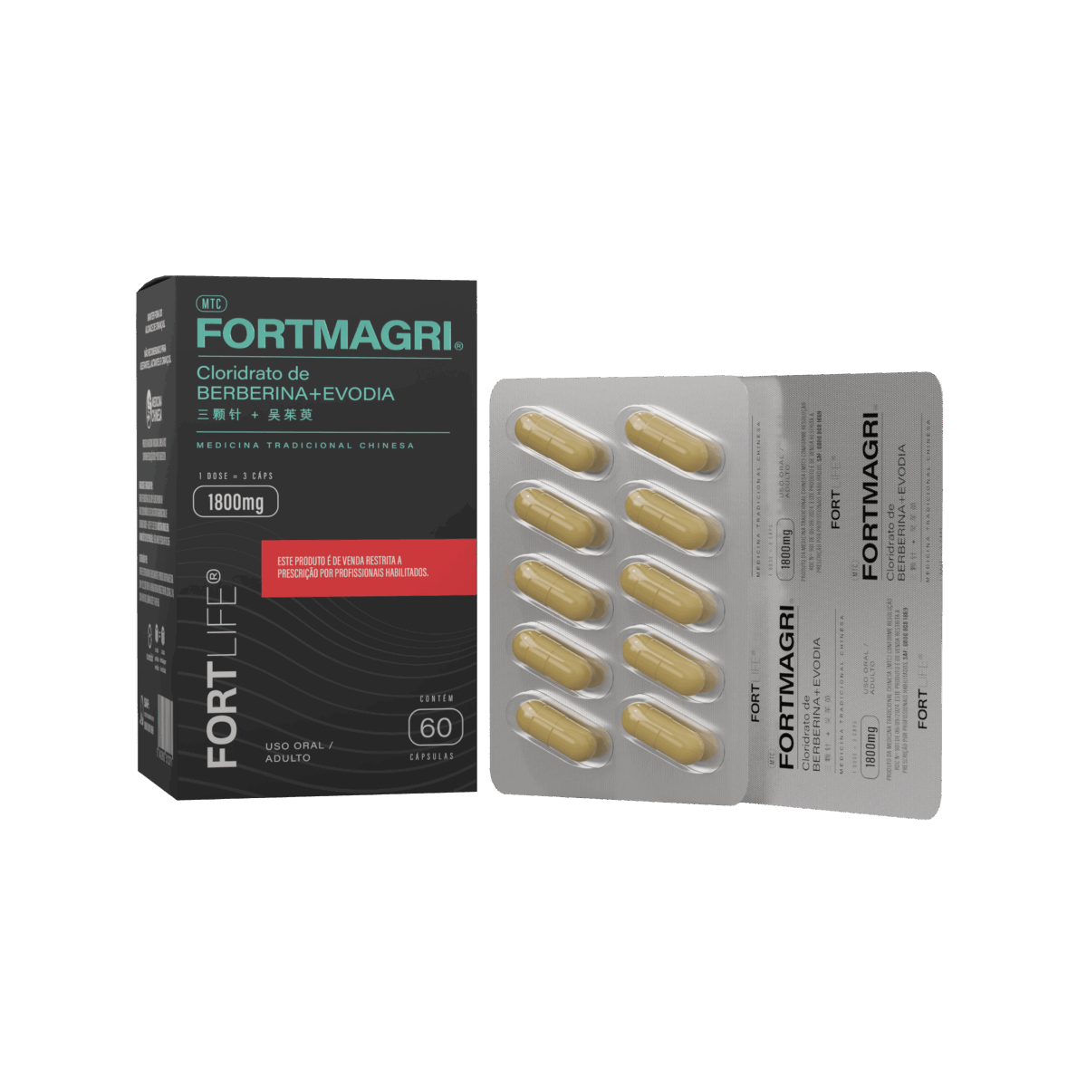 FortMagri Black Berberina + Evodia 1800mg 60 Cápsulas