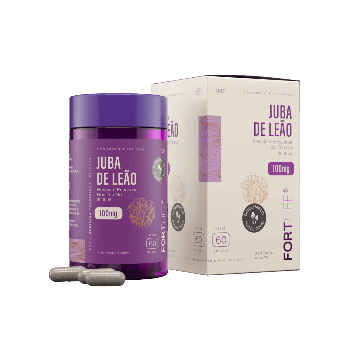 Juba de Leão 100mg 60 Cápsulas
