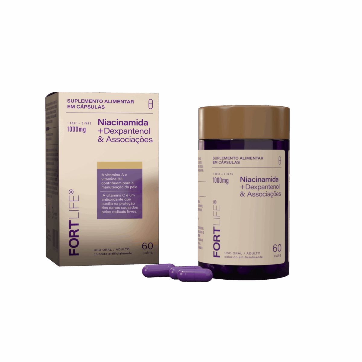 Niacinamida + Dexpantenol & Associações 1000mg 60 Cápsulas