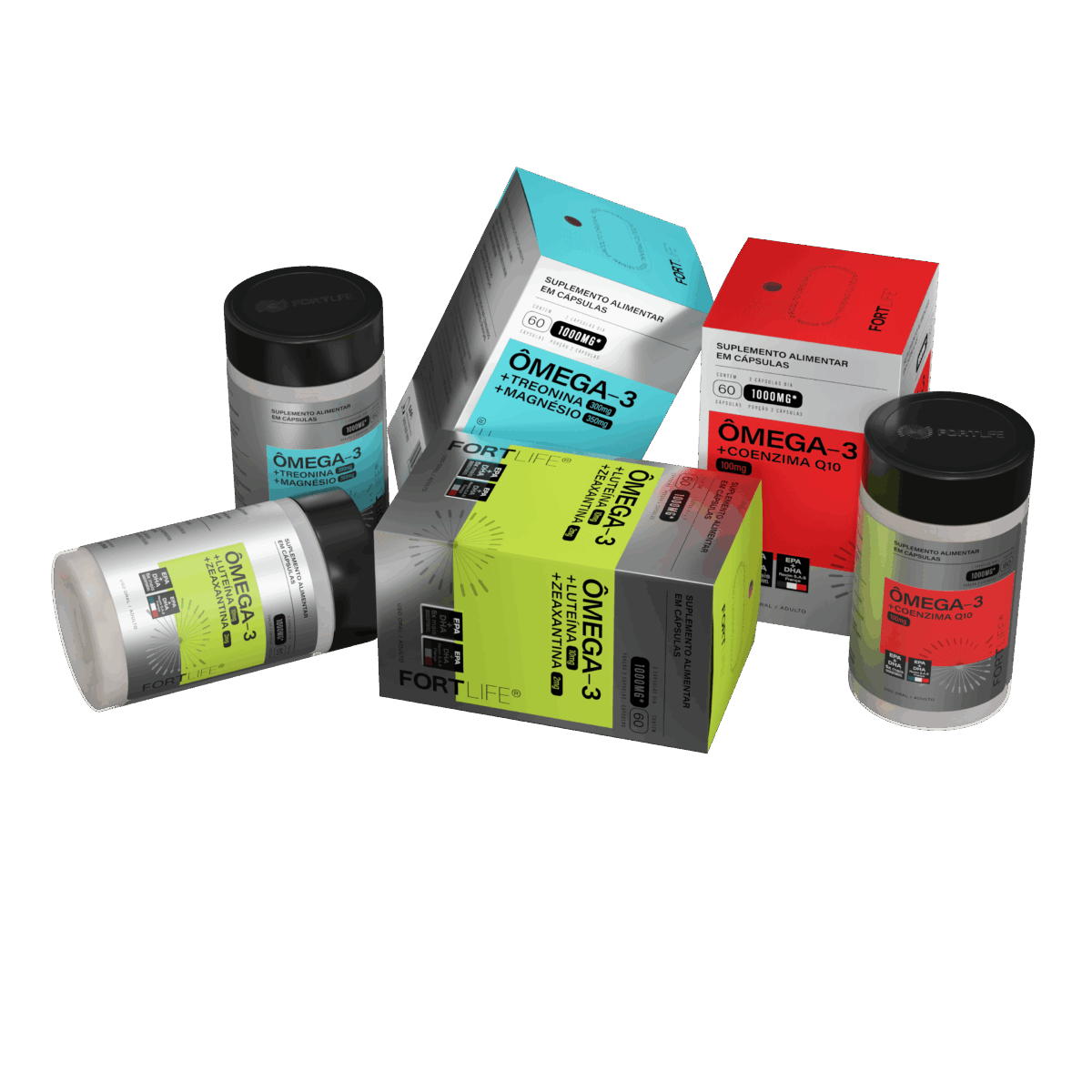 Kit Ômega-3 EPA + DHA 1000mg 180 Cápsulas - 3 Unidades