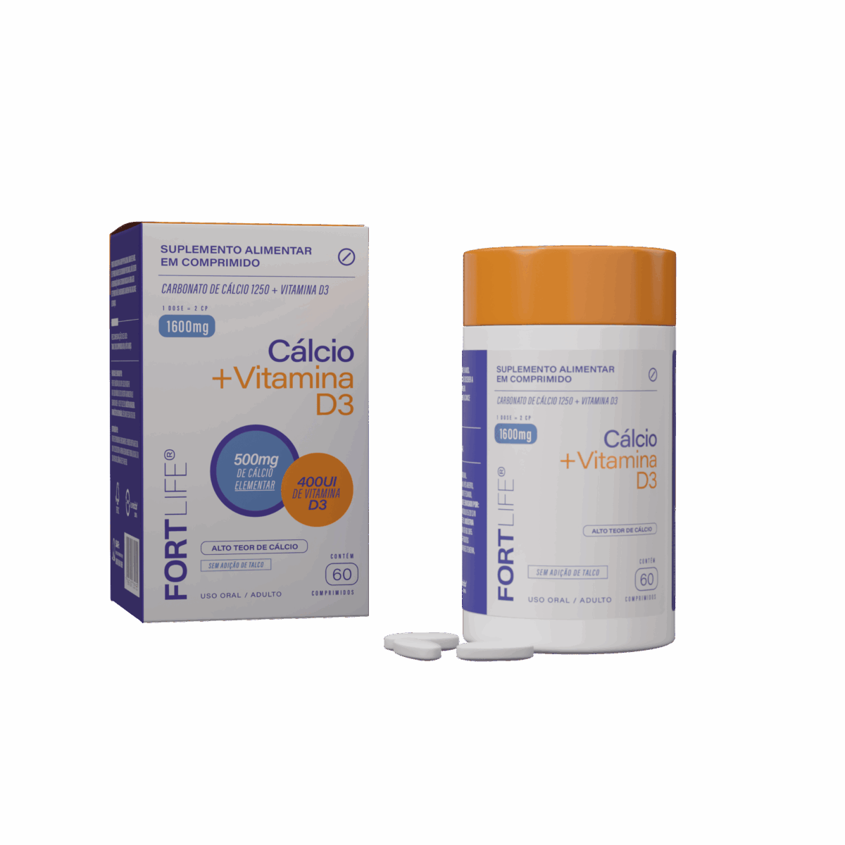 Cálcio + Vitamina D3 1600mg 60 Comprimidos