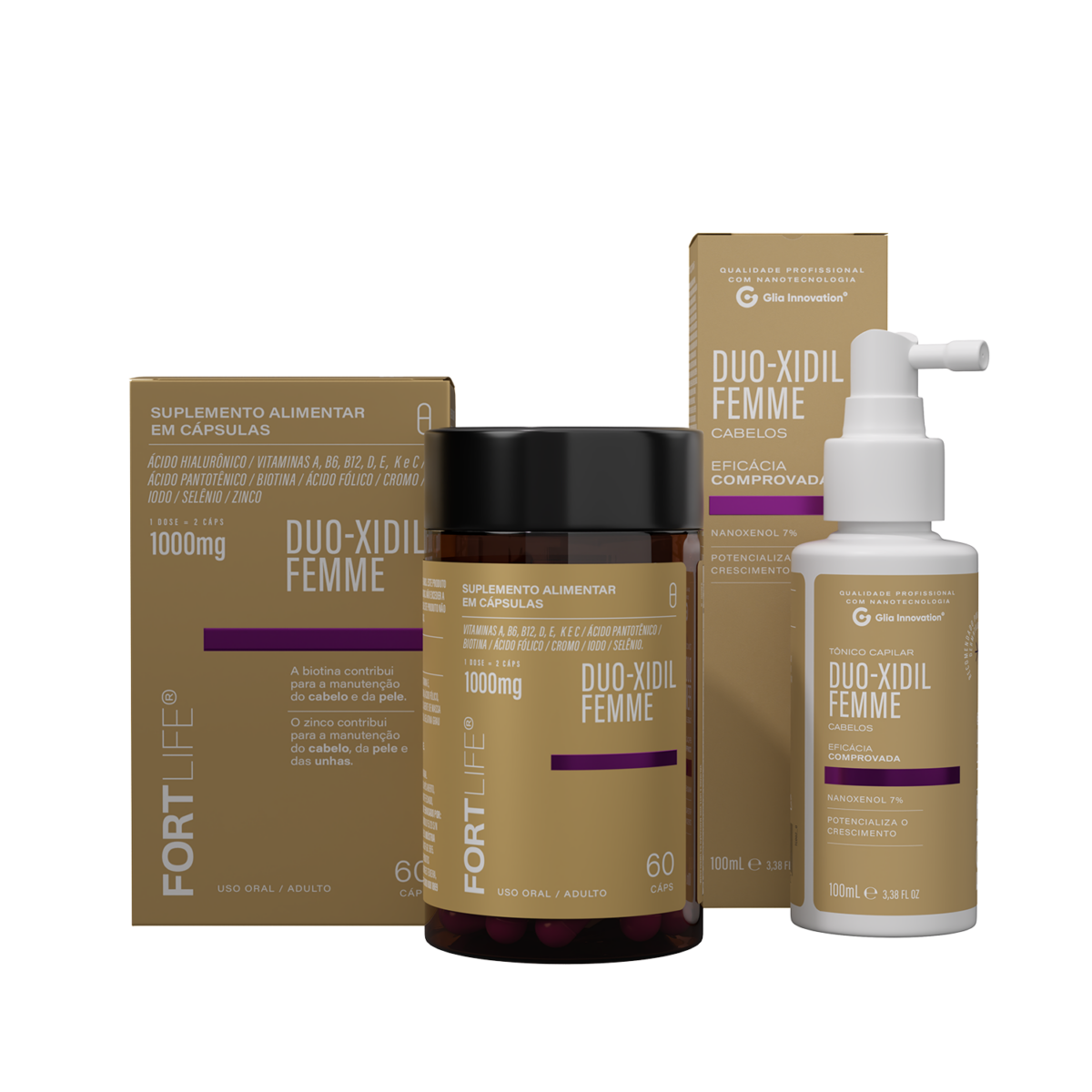 Kit Duo-Xidil Femme Tônico + Cápsulas FortLife